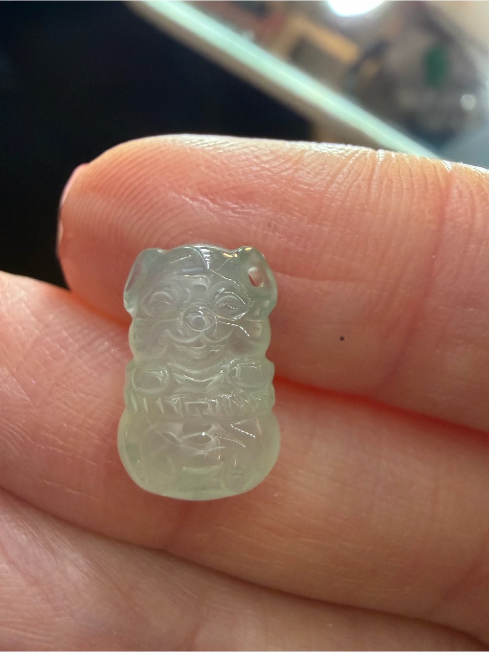 Small Translucent Type A Jadeite Pig Charm